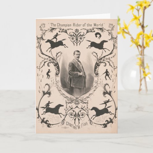 Der Champion Rider der Welt, Charles W. Fish. Karte (Gelbe Blume)