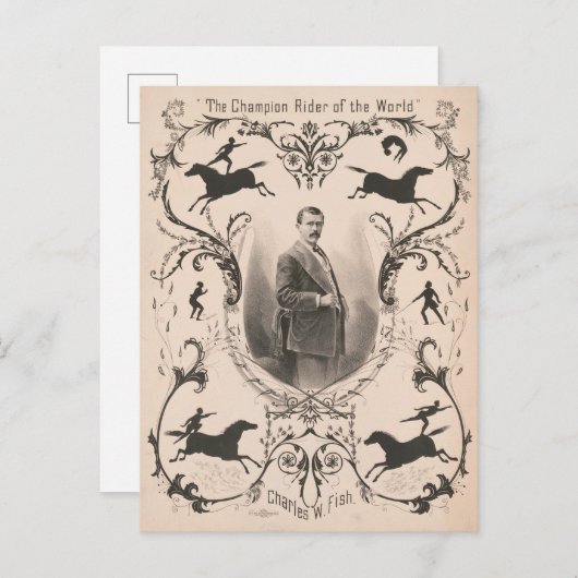 Der Champion Rider der Welt, Charles W. Fish. Postkarte (Vorne/Hinten)