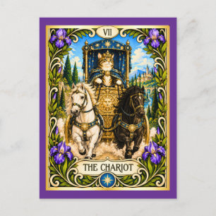 Der Chariot Cat Tarot - Triumph und Willenskraft Postkarte