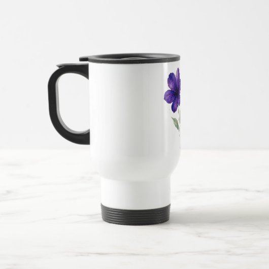 Der Charme der violetten Blumen Reisebecher (Links)