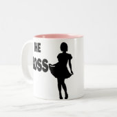 Der Chef < is female > Doppelseite Zweifarbige Tasse (Vorderseite Links)
