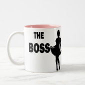 Der Chef < is female > Doppelseite Zweifarbige Tasse (Links)