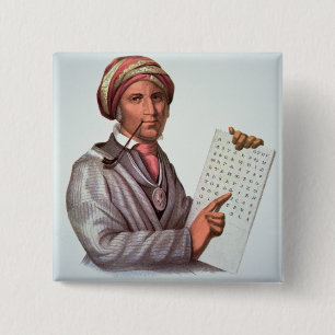 Der Cherokee Gelehrte, Sequoyah (1776-1843) (Farbe Button