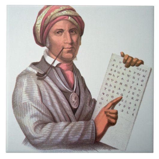 Der Cherokee Gelehrte, Sequoyah (1776-1843) (Farbe Fliese (Vorderseite)