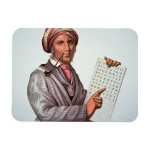 Der Cherokee Gelehrte, Sequoyah (1776-1843) (Farbe Magnet