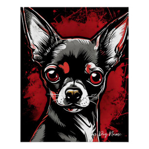 Der Chihuahua Hund, rot und schwarz 005 - Ulises D Poster
