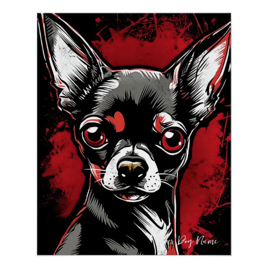 Der Chihuahua Hund, rot und schwarz 005 - Ulises D Poster (Vorderseite)