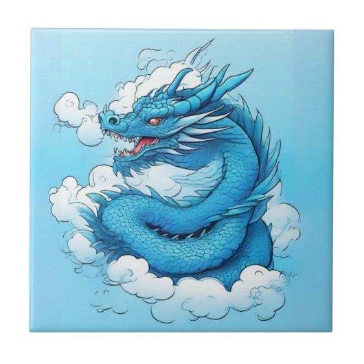 Der chinesische Drache in der Wolke Fliese (Vorderseite)