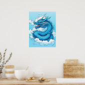 Der chinesische Drache in der Wolke Poster (Küche)