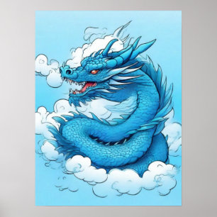 Der chinesische Drache in der Wolke Poster