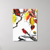 Der chinesische Vogel im Herbst Leinwanddruck (Vorderseite)