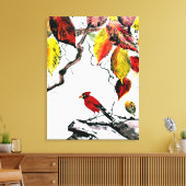 Der chinesische Vogel im Herbst Leinwanddruck (Insitu (Wohnzimmer))