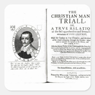 Der christliche Trial des Mannes durch John Quadratischer Aufkleber