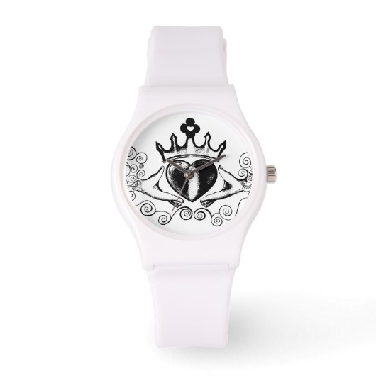 Der Claddagh (schwarz) Armbanduhr (Vorderseite)