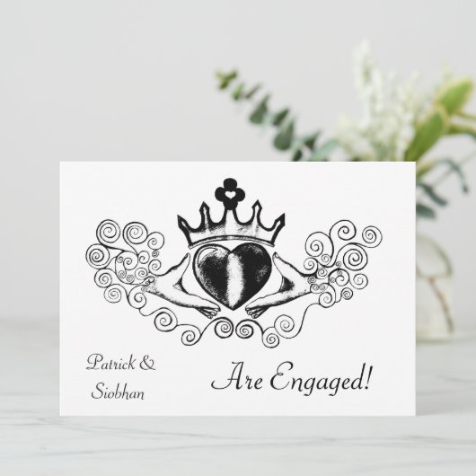 Der Claddagh (schwarz) Einladung (Stehend Vorderseite)