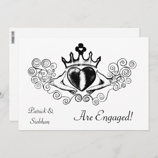 Der Claddagh (schwarz) Einladung (Vorne/Hinten)