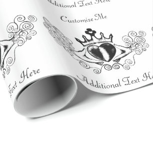 Der Claddagh (schwarz) Geschenkpapier