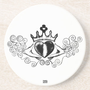 Der Claddagh (schwarz) Getränkeuntersetzer