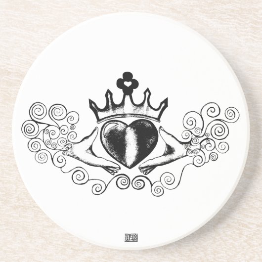 Der Claddagh (schwarz) Getränkeuntersetzer (Vorne)