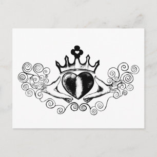Der Claddagh (schwarz) Postkarte