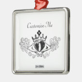 Der Claddagh (schwarz) Silbernes Ornament (Links)