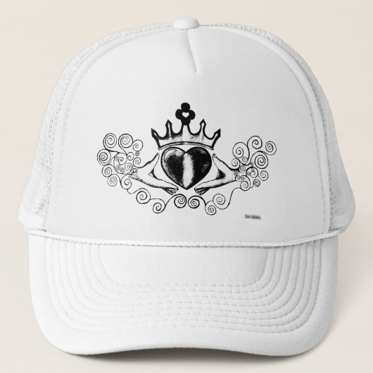 Der Claddagh (schwarz) Truckerkappe (Vorderseite)