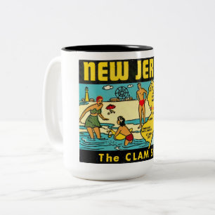 Der Clam-Staat, New Jersey, Vintag Zweifarbige Tasse