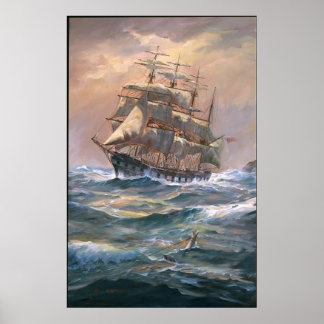 Der Clipper "Placilla Round" - Gerahmte Ausgabe Poster