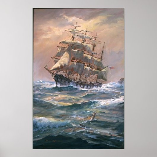 Der Clipper "Placilla Round" - Gerahmte Ausgabe Poster (Vorne)