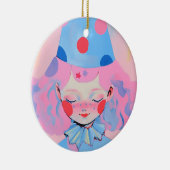 Der Clown mit rosa Haar Keramik Ornament (Rechts)