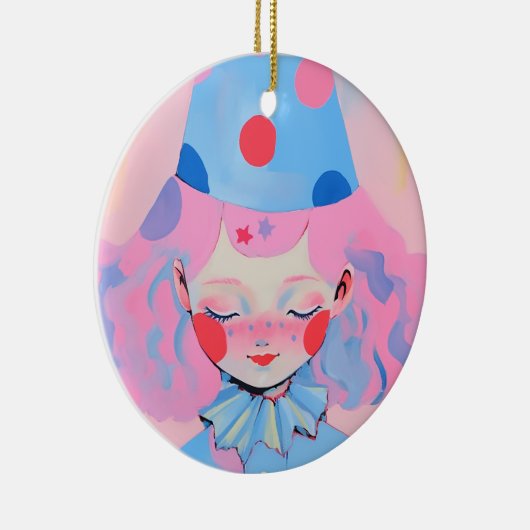 Der Clown mit rosa Haar Keramik Ornament (Rechts)