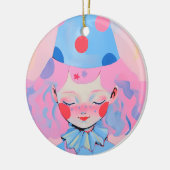 Der Clown mit rosa Haar Keramik Ornament (Links)