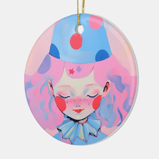 Der Clown mit rosa Haar Keramik Ornament (Links)