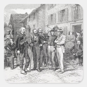 Der Club Room von Zermatt im Jahr 1864, von 'The A Quadratischer Aufkleber