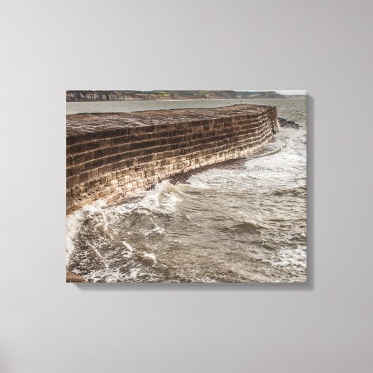 Der Cobb-Damm in Lyme Regis Leinwanddruck (Vorderseite)