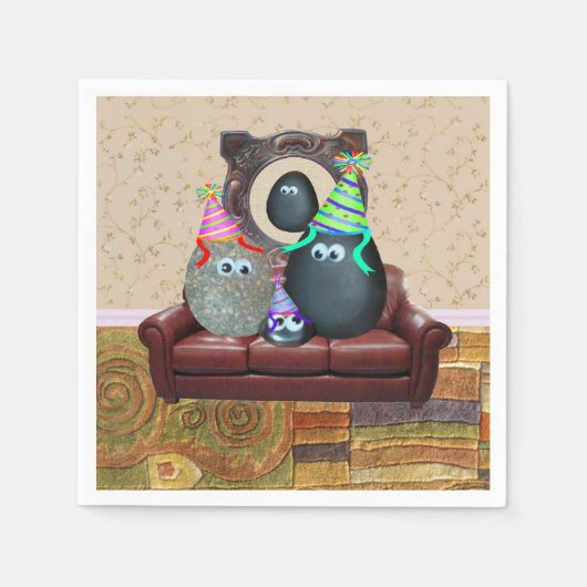 Der Cocktail bei der Familie Pet Rock Napkin Serviette (Vorderseite)