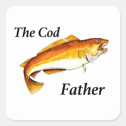 Der Cod-Vater ideale Angler. Quadratischer Aufkleber (Vorderseite)