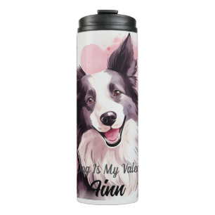 Der Collie-Hund an der Grenze ist mein Valentinin Thermosbecher