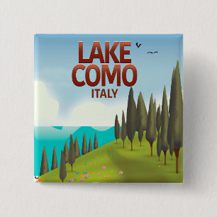 Der Comer See Italien Reise Postkarte. Button