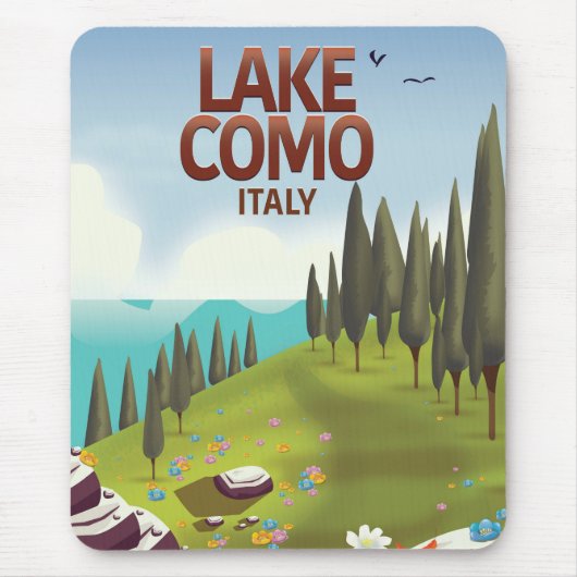 Der Comer See Italien Reise Postkarte. Mousepad (Vorne)