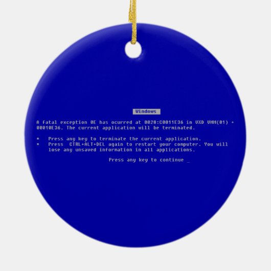 Der Computer-blaue Schirm des Todes Keramik Ornament (Hinten)