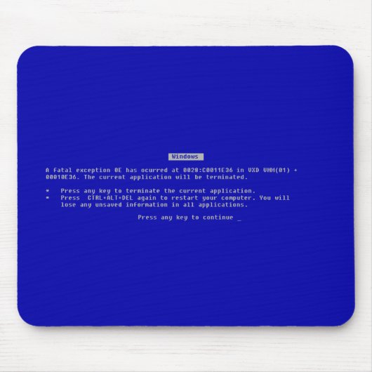 Der Computer-blaue Schirm des Todes Mousepad (Vorne)