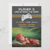 Der Computer Video Game Player hat ein neues Baby Einladung (Vorderseite)