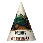 Der coole Traktor des Kinderretro-Jungen 1. Geburt Partyhütchen (Vorderseite)