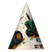 Der coole Traktor des Kinderretro-Jungen 1. Geburt Partyhütchen (Links)