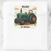 Der coole Traktor des Kinderretro-Jungen 1. Geburt Quadratischer Aufkleber (Tasche)