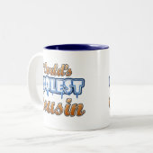 Der coolste Cousin der Welt Zweifarbige Tasse (Vorderseite Links)