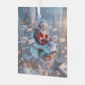 Der coolste Sci-Fi-Weihnachtsmann Ornament Aus Glas (Vorderseite links)