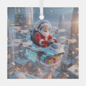 Der coolste Sci-Fi-Weihnachtsmann Ornament Aus Glas (Vorderseite)