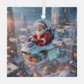 Der coolste Sci-Fi-Weihnachtsmann Ornament Aus Glas (Rückseite)